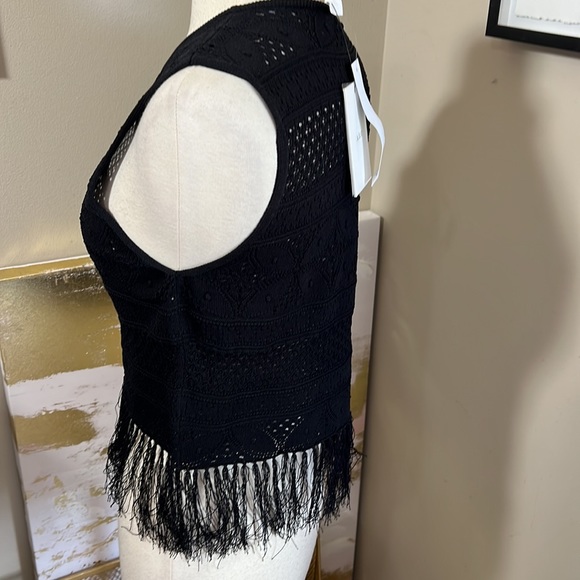 A.L.C. Tucker Fringe Pointelle Crochet Crop Tank - Picture 5 of 8